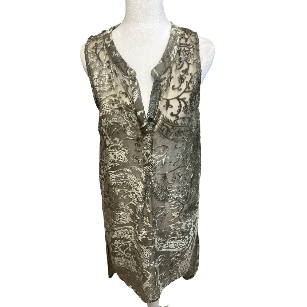 Knox Rose Sleeveless Tunic Top Sz M Burnout Velvet Paisley Sheer Whimsigoth Punk